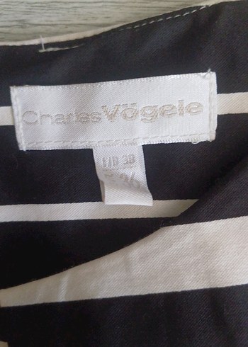 Charles Vögele Çizgili, Pilili, Kolsuz Midi Elbise