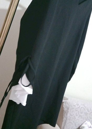 Siyah V Yaka Uzun Kollu Midi Tunik - Görsel 3