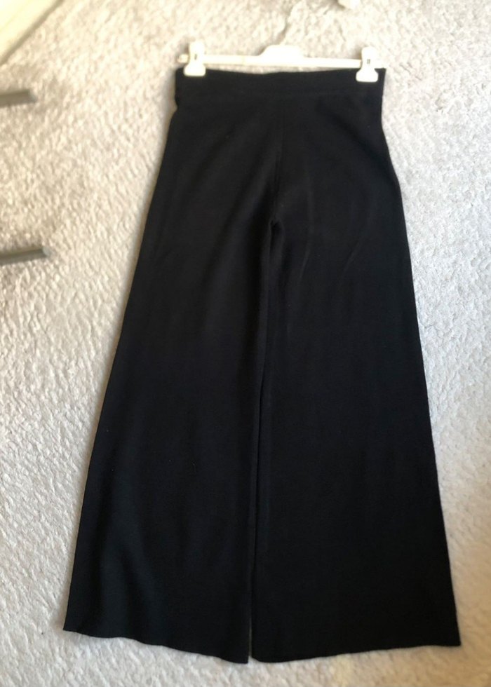 Zara midi bol kesim yırtmaçlı triko pantolon - Görsel 2