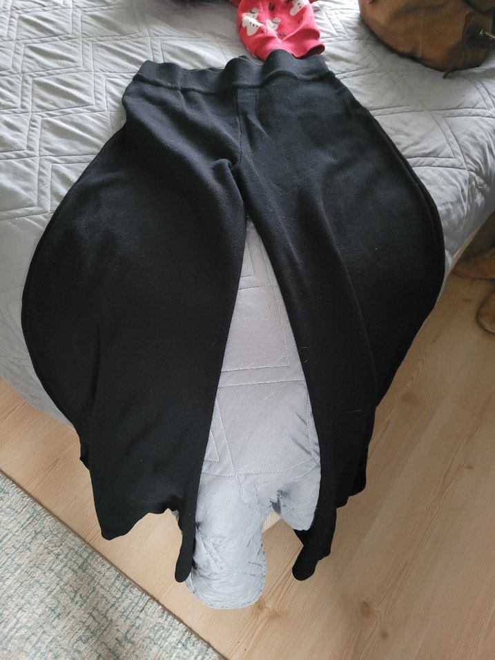 Zara midi bol kesim yırtmaçlı triko pantolon - Görsel 3