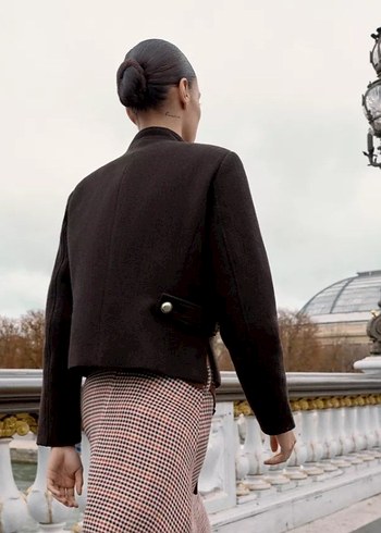 Zara yun karışımlı dik yaka ceket - Görsel 3