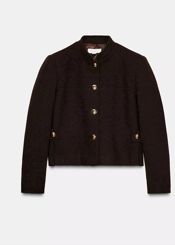 Zara yun karışımlı dik yaka ceket - Görsel 4