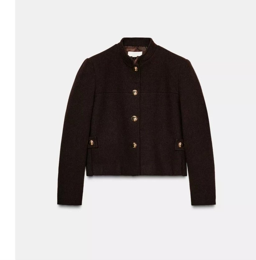 Zara yun karışımlı dik yaka ceket - Görsel 4