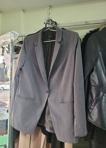 Düğmeli Gri Kadın Blazer Ceket