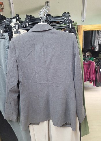 s Beden gri Renk Düğmeli Gri Kadın Blazer Ceket