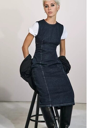 Maksi denim elbise