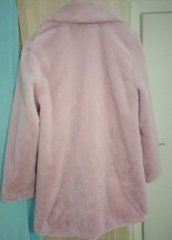 Pembe Uzun Peluş Kadın Kaban - Görsel 4