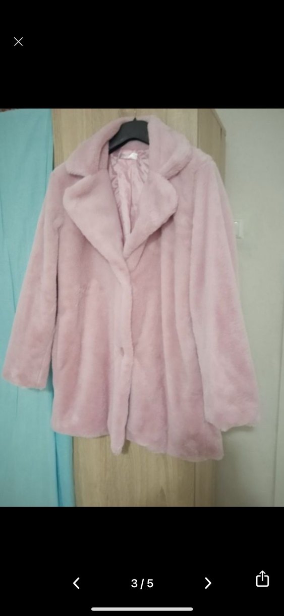 Pembe Uzun Peluş Kadın Kaban - Görsel 3