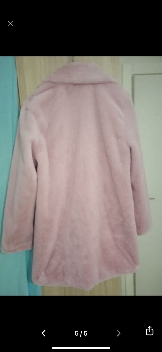 Pembe Uzun Peluş Kadın Kaban - Görsel 4