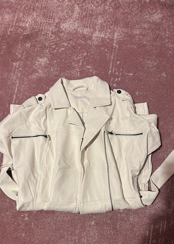 Beyaz Deri Midi Kemerli Straplez Elbise - Görsel 3