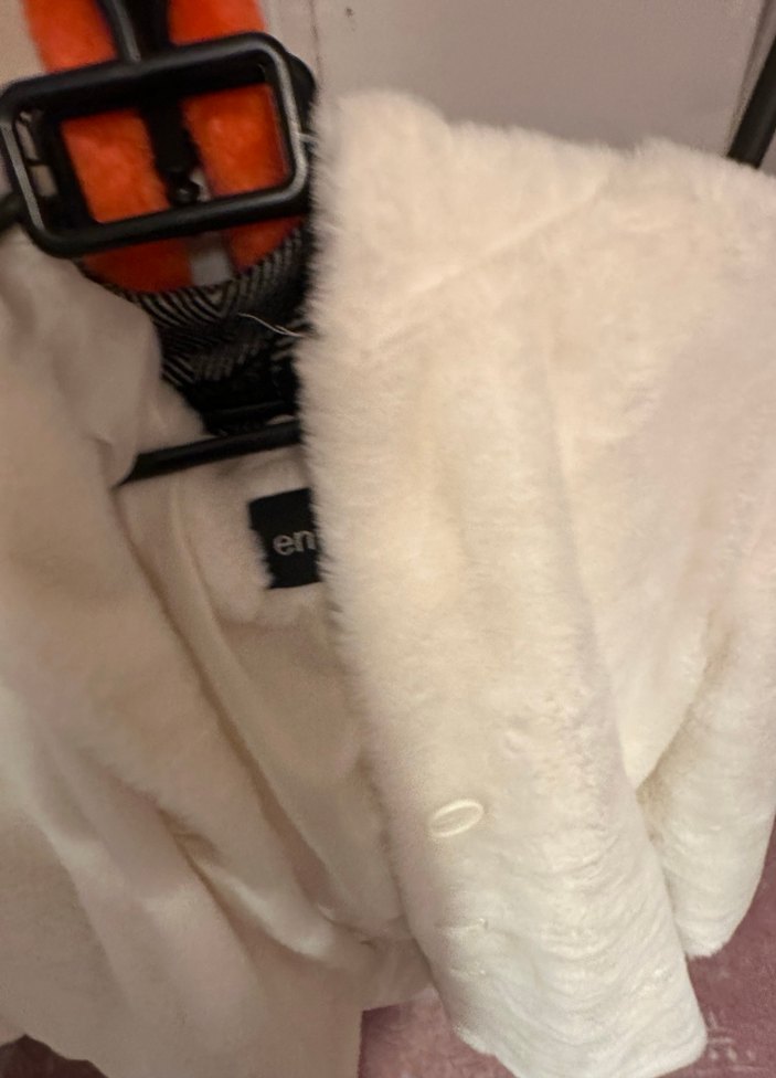 Kadın Beyaz Kürk Detaylı Midi Mont - Görsel 2