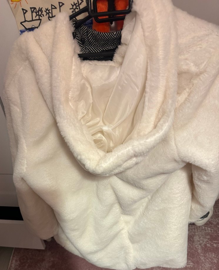 Kadın Beyaz Kürk Detaylı Midi Mont - Görsel 3