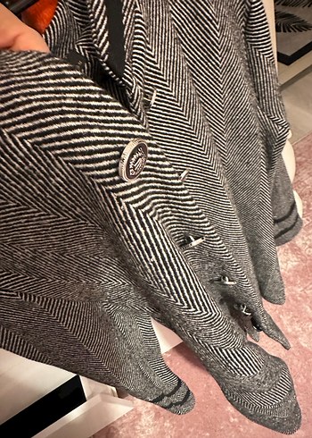 Gri Midi Düğmeli Kadın Kaban - Görsel 4