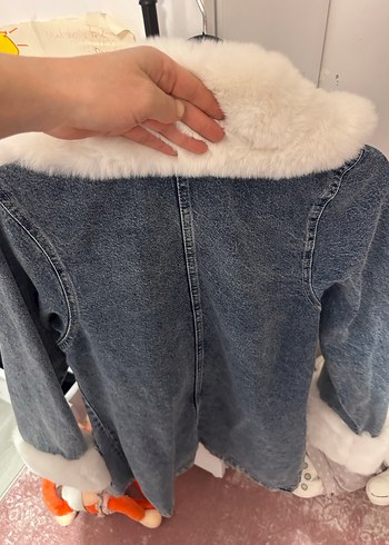 Gri Denim Kürklü Hamile Kabanı - Görsel 2