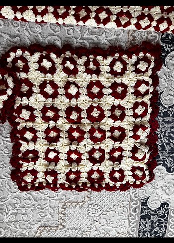 Bordo Örgü Yastık&Pike Takımı - Görsel 2