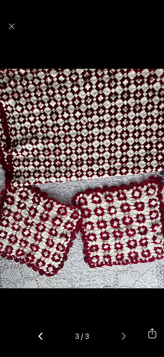 Bordo Örgü Yastık&Pike Takımı - Görsel 3