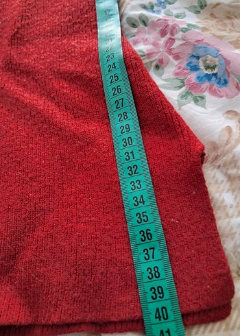 Kırmızı V Yakalı Kadın Triko Kazak - Görsel 10