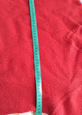 Kırmızı V Yakalı Kadın Triko Kazak - Görsel 9