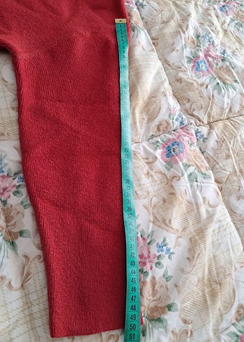 Kırmızı V Yakalı Kadın Triko Kazak - Görsel 8