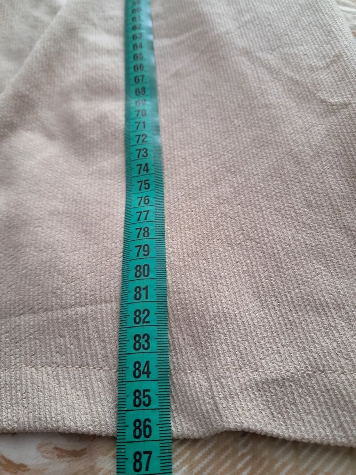 Bej Keten Kadın Bol Kesim Midi Pantolon - Görsel 4