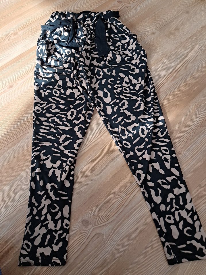 Leopar Desenli Kemerli Şalvar Kadın Pantolon - Görsel 2