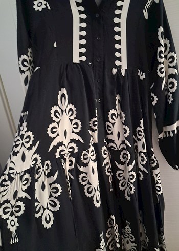 Fulla Moda Siyah Nakışlı Bohem Uzun Elbise - Görsel 2