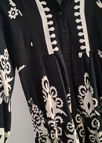 Fulla Moda Siyah Nakışlı Bohem Uzun Elbise - Görsel 5