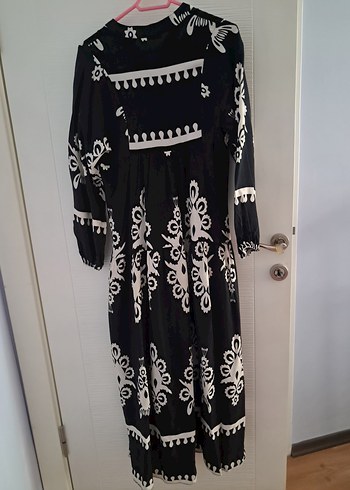 Fulla Moda Siyah Nakışlı Bohem Uzun Elbise - Görsel 6