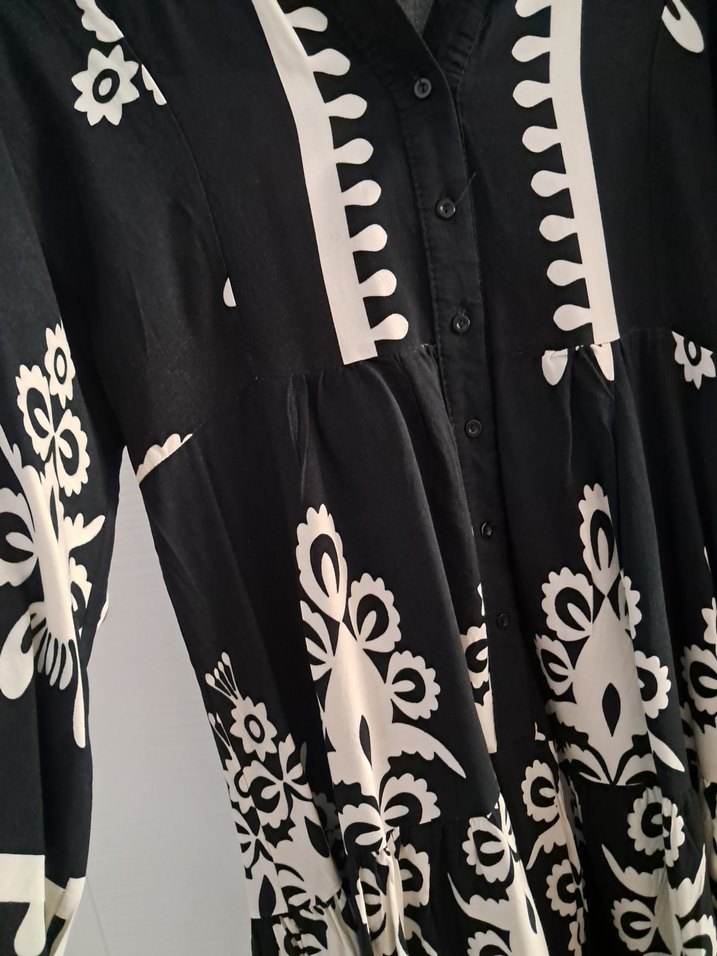 Fulla Moda Siyah Nakışlı Bohem Uzun Elbise - Görsel 5