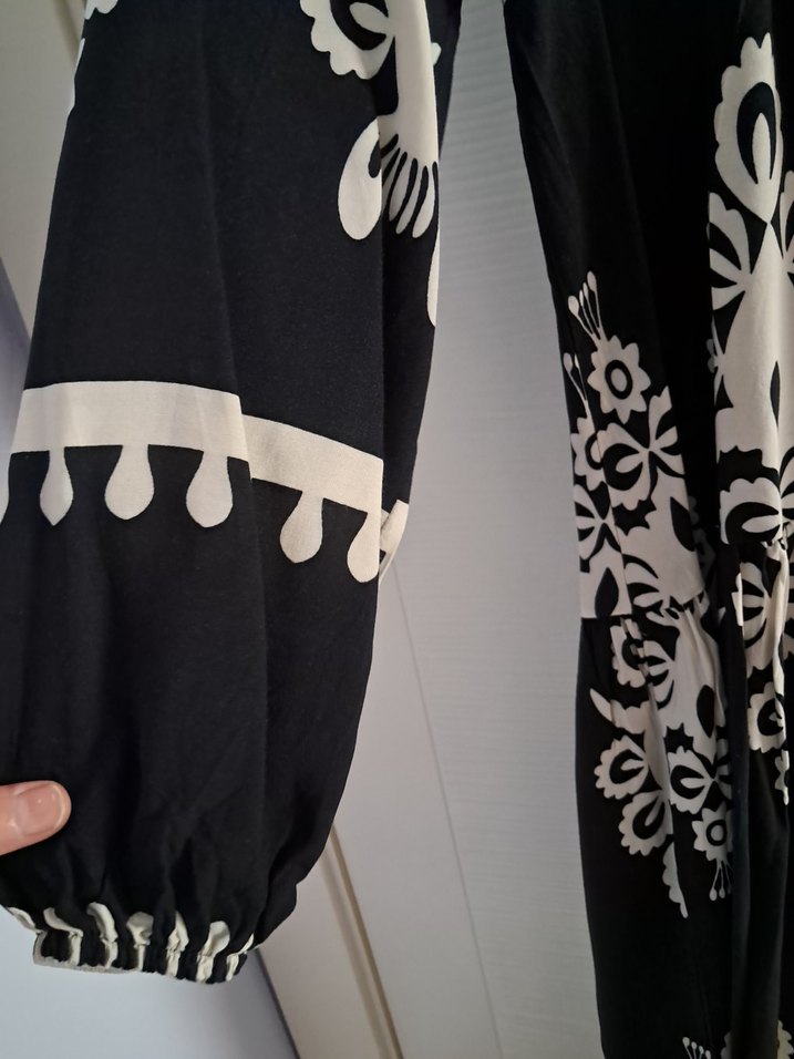 Fulla Moda Siyah Nakışlı Bohem Uzun Elbise - Görsel 4