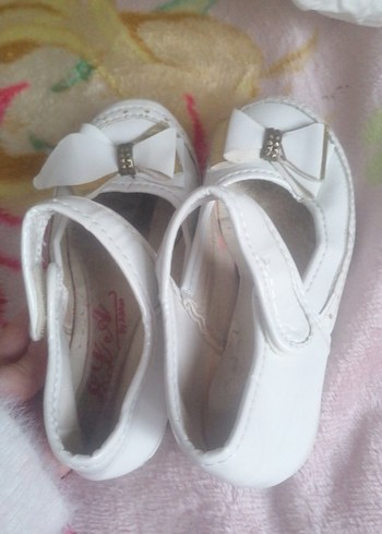 Beyaz Kız Çocuk Babet Ayakkabı Velcro - Görsel 3