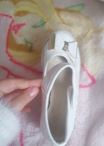 Beyaz Kız Çocuk Babet Ayakkabı Velcro - Görsel 2