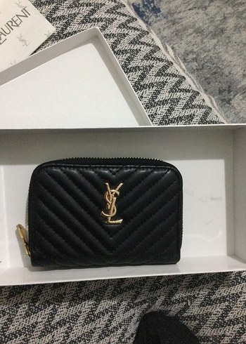 Yves Saint Laurent Yves Saint Laurent Siyah Deri Fermuarlı Cüzdan