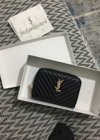 Yves Saint Laurent Siyah Deri Fermuarlı Cüzdan
