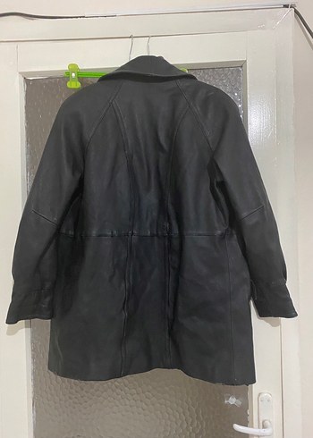 Vintage Düğmeli Siyah Deri Kadın Ceket - Görsel 3