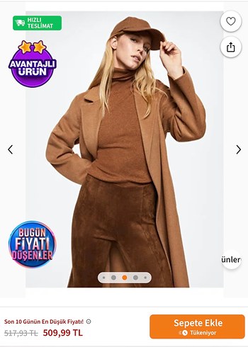 Mango Bej Deri Kadın Skinny Pantolon - Görsel 6