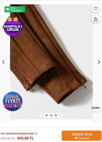 Mango Bej Deri Kadın Skinny Pantolon - Görsel 8