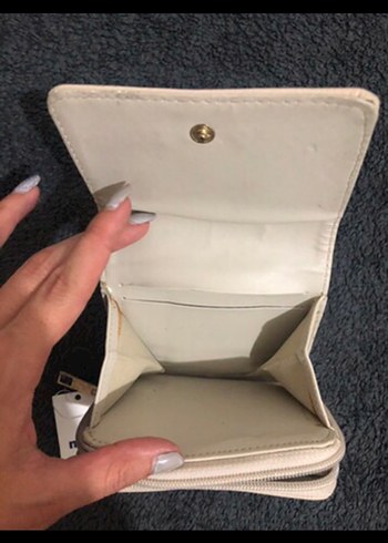Beden camel Renk Mavi Jeans Bej Deri Kadın Cüzdanı Mavi