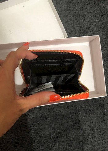 Beden turuncu Renk Victoria Screet Kırmızı Deri Fermuarlı Kadın Cüzdanı