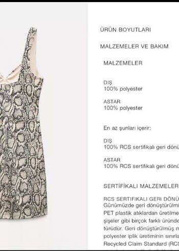 s Beden Zara yılan desenli elbise