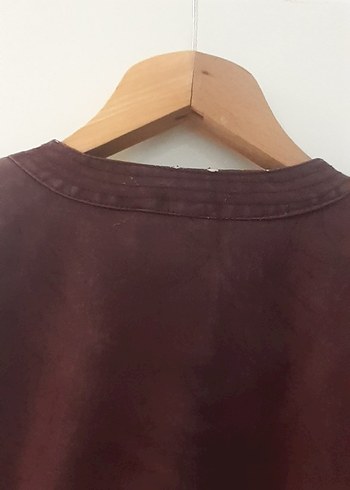 Bordo Deri Kadın Biker Ceket - Görsel 3