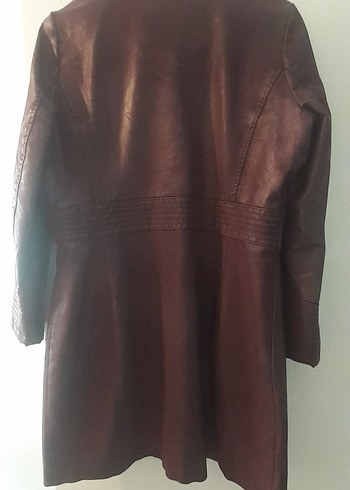 Bordo Deri Kadın Biker Ceket - Görsel 2