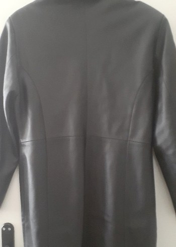 Düğmeli Siyah Kadın Deri Ceket - Görsel 2