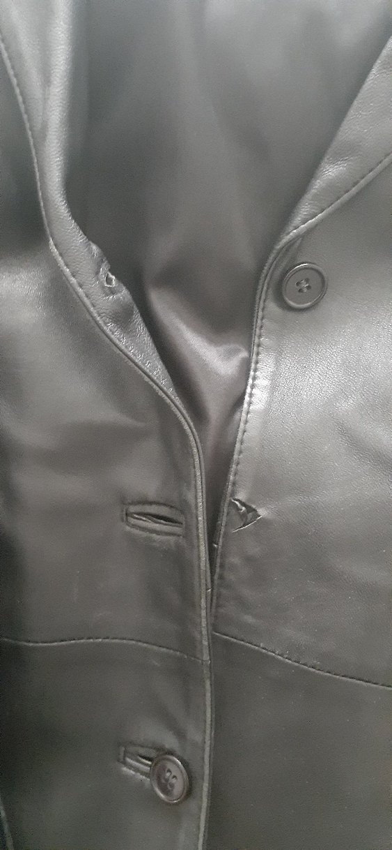 Düğmeli Siyah Kadın Deri Ceket - Görsel 3