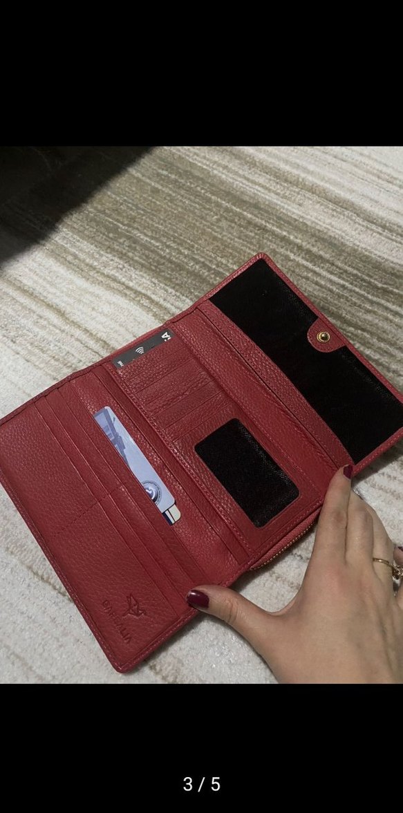 Kırmızı Deri Kadın Cüzdanı Fermuarlı - Görsel 3