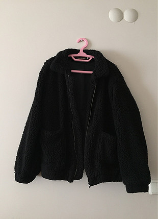 Peluş siyah ceket