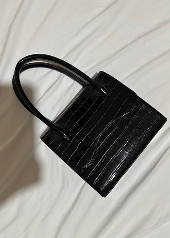 Koton Klasik Siyah Yılan Derisi Desenli Deri Çanta koton