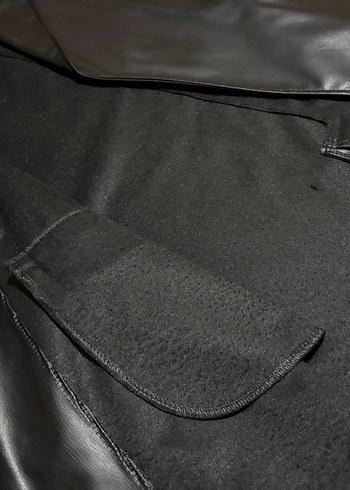 Siyah Deri Midi Ceket - Görsel 5