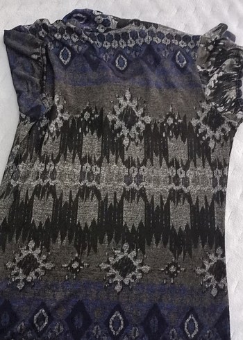 m Beden Bohem Gri V Yaka Örme Fusion marka Tunik