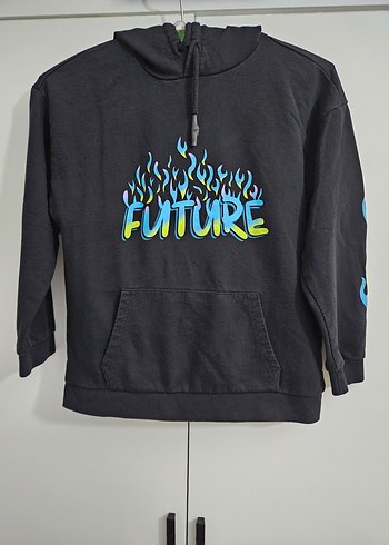 Siyah Kapüşonlu Erkek çocuk Sweatshirt